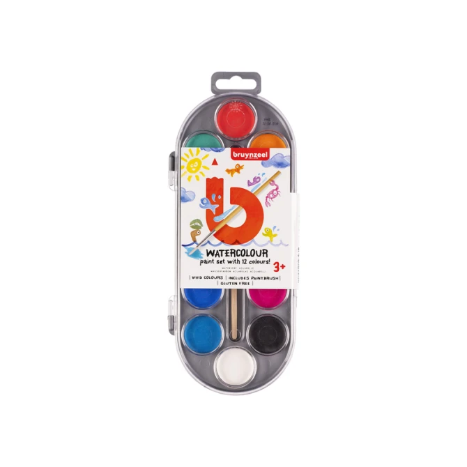 Waterverfset Bruynzeel Kids met penseel set à 12 kleuren