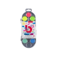 Waterverfset Bruynzeel Kids met penseel set à 12 metallic- en neonkleuren