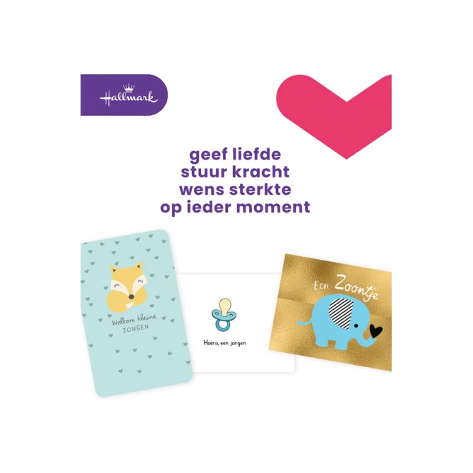 Wenskaart Hallmark Business Box geboorte zoon navulset à 6 stuks