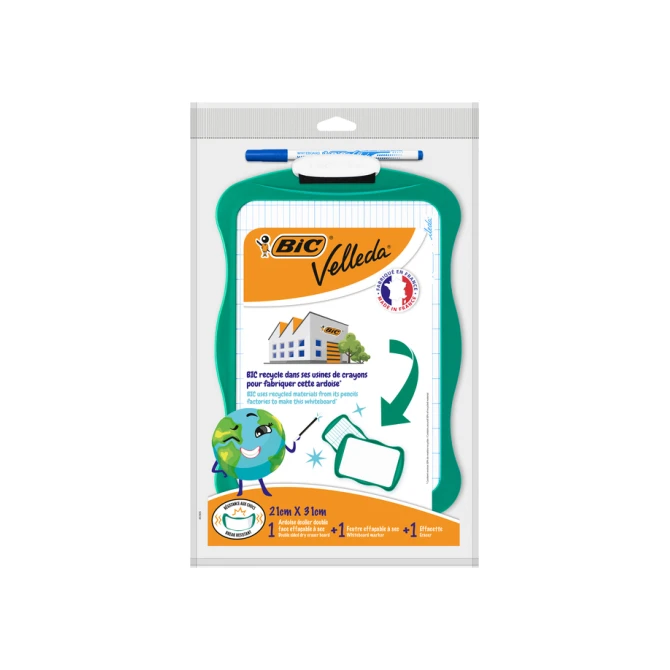 Whiteboard Bic Velleda 21x31cm inclusief stift en wisser recycle