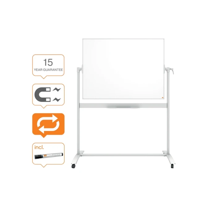 Whiteboard Nobo kantelbord mobiele 90x120cm staal