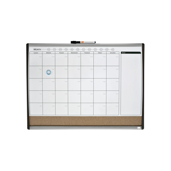Whiteboard Nobo magnetische planner met prikbord van kurk 58,5x43cm