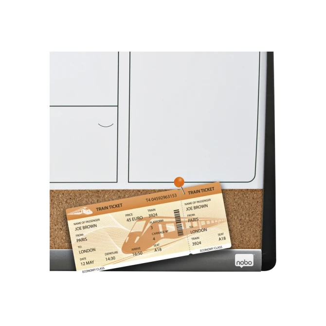 Whiteboard Nobo magnetische planner met prikbord van kurk 58,5x43cm