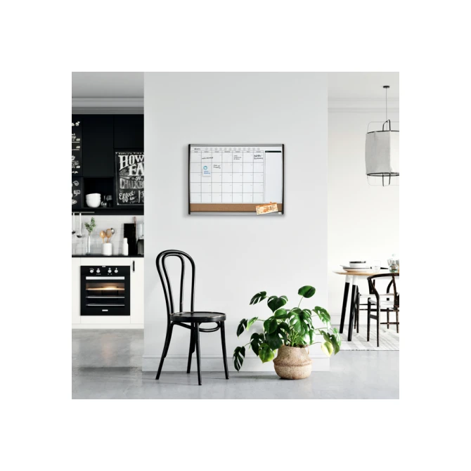 Whiteboard Nobo magnetische planner met prikbord van kurk 58,5x43cm
