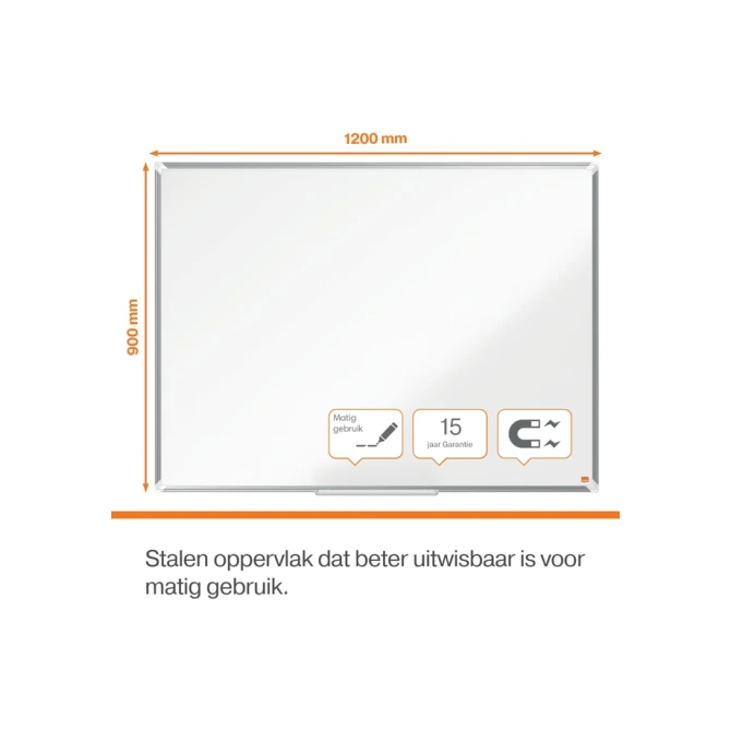 Whiteboard Nobo Premium Plus 90x120cm staal