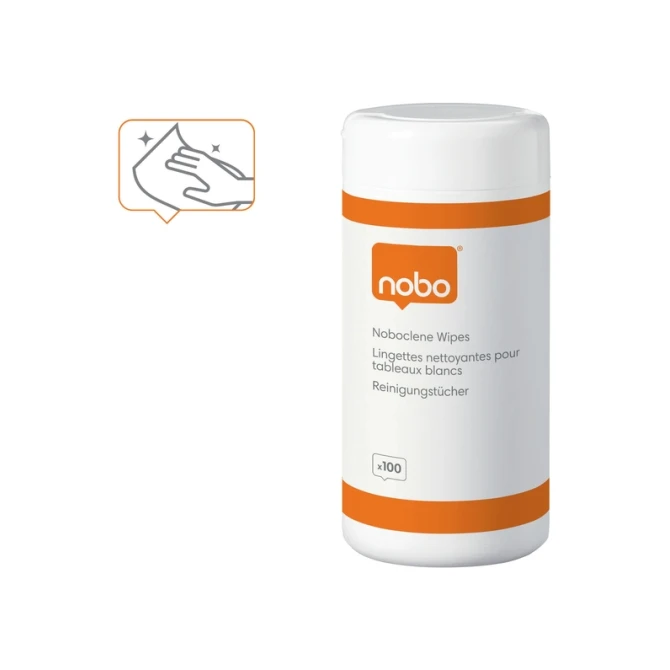 Whiteboard reinigingsdoekjes Nobo pot met 100 stuks