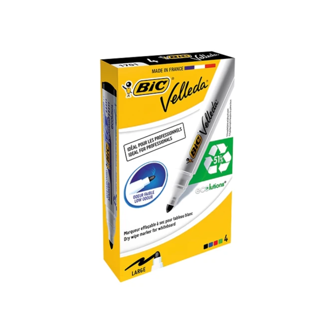 Whiteboardmarker Bic Velleda 1701 rond large assorti doos à 4 stuks