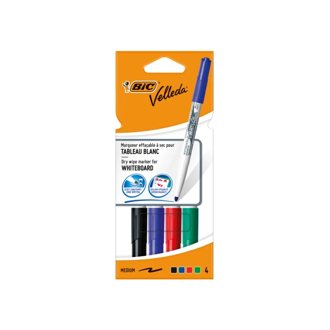 Whiteboardmarker Bic Velleda 1744 rond medium assorti 4 stuks