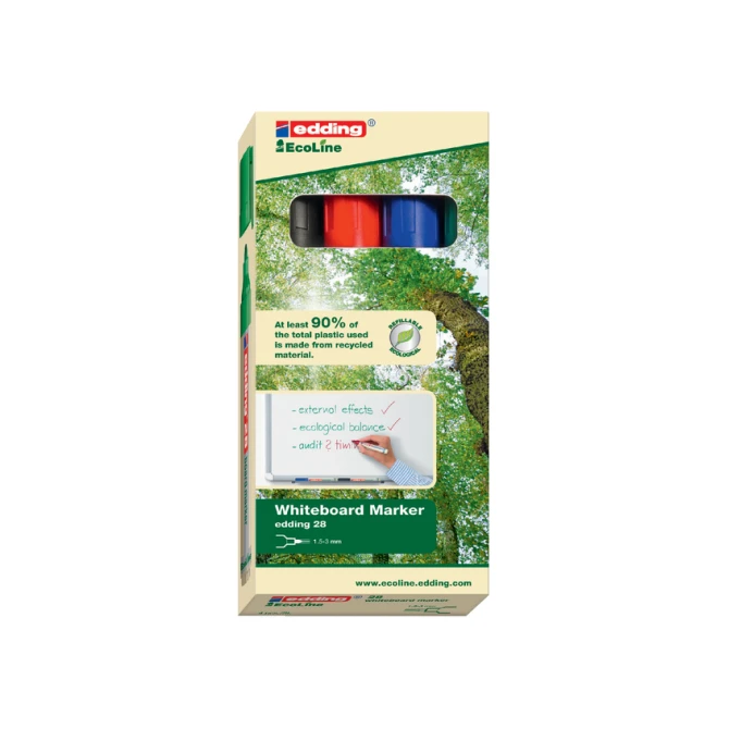 Whiteboardmarker edding 28 EcoLine rond 1.5-3mm assorti set à 4 stuks
