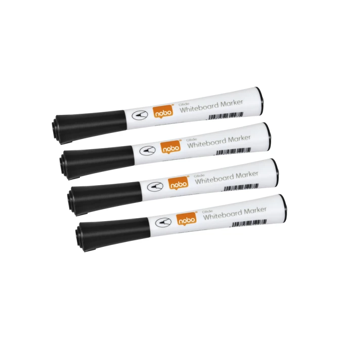Whiteboardmarker Nobo Glide fijn zwart 1mm 4stuks