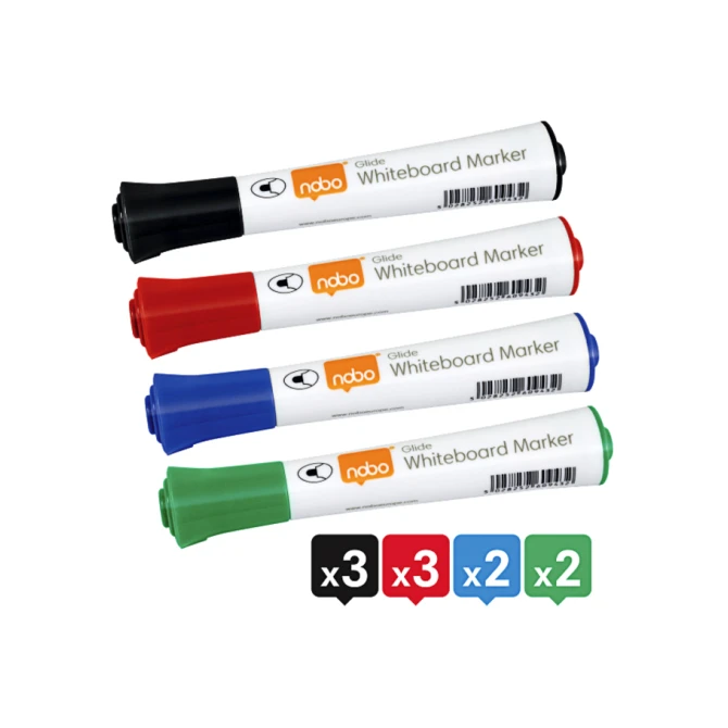 Whiteboardmarker Nobo Glide rond assorti 2mm 10st