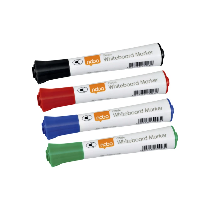 Whiteboardmarker Nobo Glide rond assorti 3mm 4st