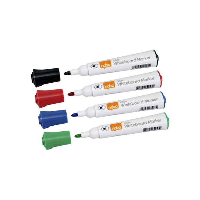 Whiteboardmarker Nobo Glide rond assorti 3mm 4st