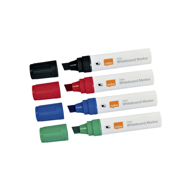 Whiteboardmarker Nobo Glide schuin assorti 10mm 4stuks