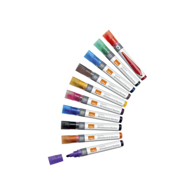 Whiteboardmarker Nobo Liquid ink rond assorti 3mm 10stuks