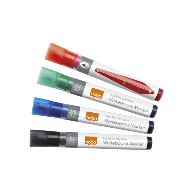 Whiteboardmarker Nobo Liquid ink rond assorti 3mm 4st