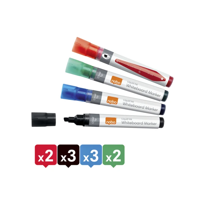 Whiteboardmarker Nobo Liquid ink schuin assorti 4mm 10stuks