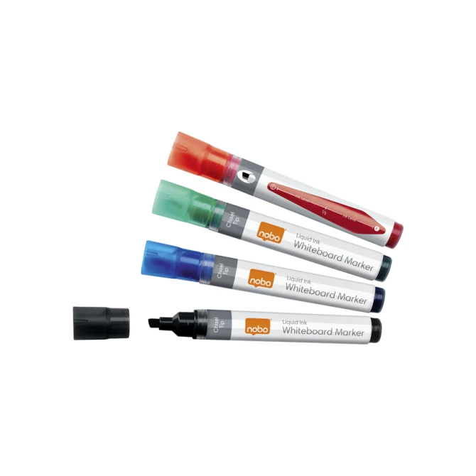 Whiteboardmarker Nobo Liquid ink schuin assorti 4mm 4st