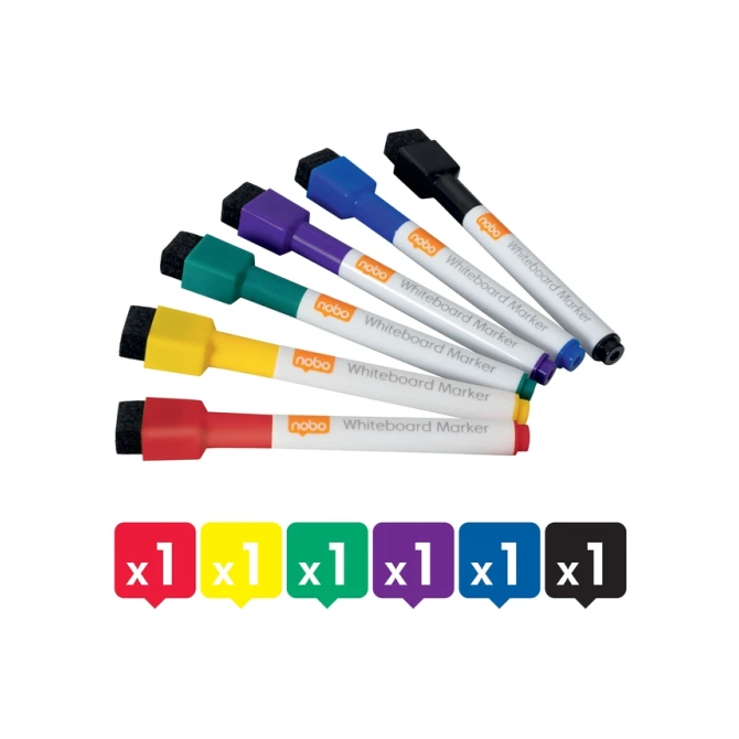 Whiteboardmarker Nobo mini assorti 6 stuks