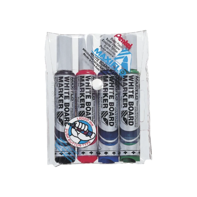 Whiteboardmarker Pentel MWL5M Maxiflo rond 3mm assorti set à 4 stuks