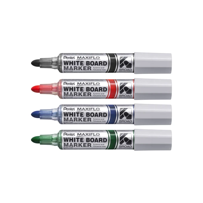 Whiteboardmarker Pentel MWL5M Maxiflo rond 3mm zwart