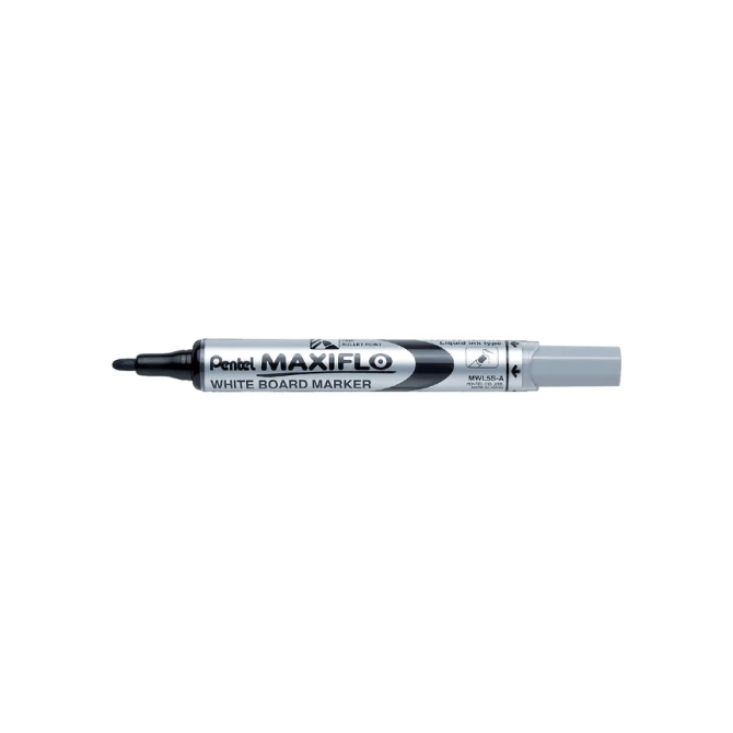 Whiteboardmarker Pentel MWL5S Maxiflo rond 1mm zwart
