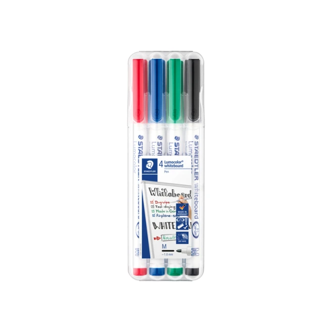 Whiteboardmarker Staedtler 301 rond assorti 1mm 4stuks