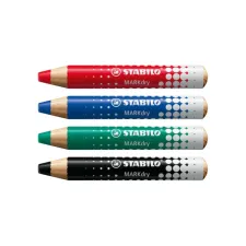Whiteboardpotlood STABILO MARKdry 648/4 |+ slijper-microvezel ass 4st