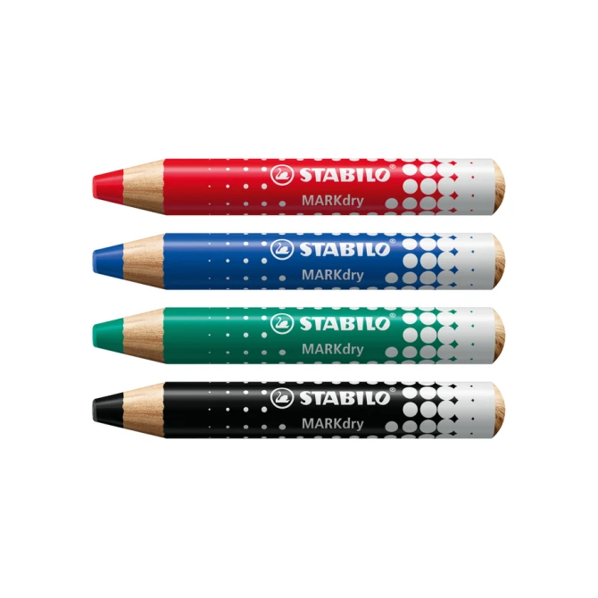 Whiteboardpotlood STABILO MARKdry 648/4 |+ slijper-microvezel ass 4st