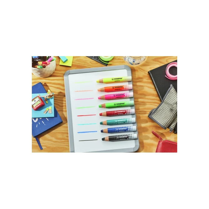 Whiteboardpotlood STABILO MARKdry etui à 4 neon kleuren