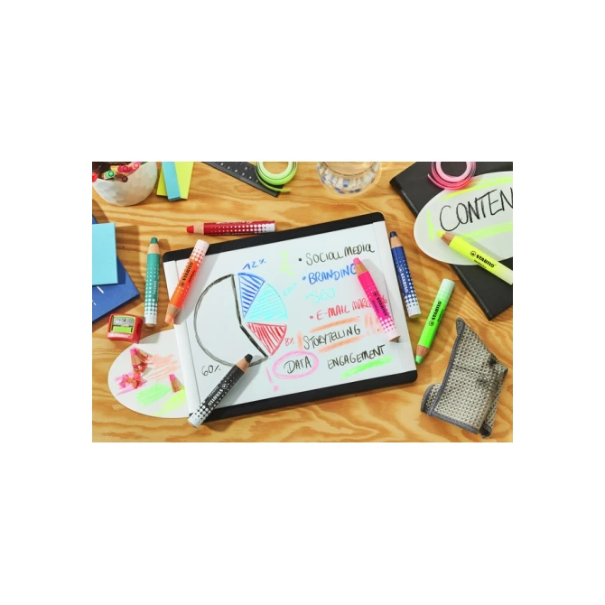 Whiteboardpotlood STABILO MARKdry etui à 4 neon kleuren