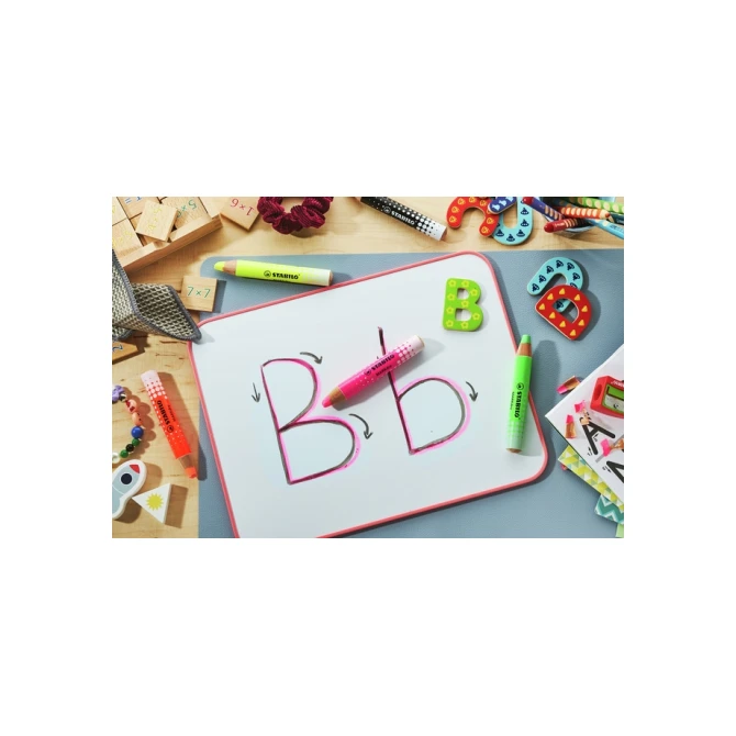 Whiteboardpotlood STABILO MARKdry etui à 4 neon kleuren