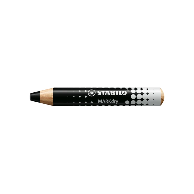 Whiteboardpotlood STABILO MARKdry incl 2 slijpers zwart classpack 30st