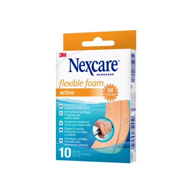 Wondpleister Nexcare active flexible foam waterbestendig 6x10cm 10 stuks