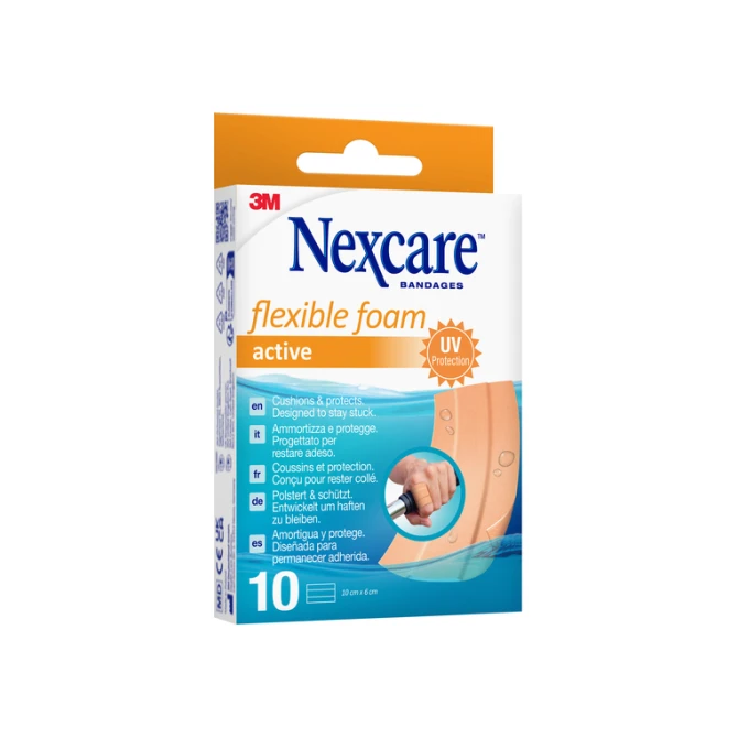 Wondpleister Nexcare active flexible foam waterbestendig 6x10cm 10 stuks