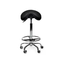 Zadelkruk Office Premium hoog met voetring harde wielen zw