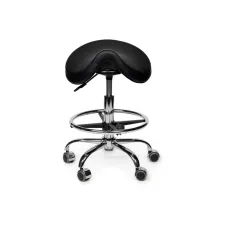Zadelkruk Office Premium laag met voetring harde wielen zw