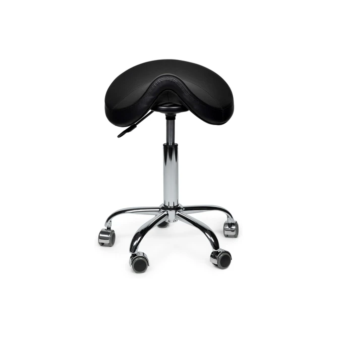 Zadelkruk Office Premium laag zonder voetring harde wielen zw