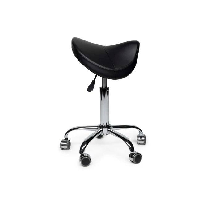 Zadelkruk Office Premium laag zonder voetring harde wielen zw