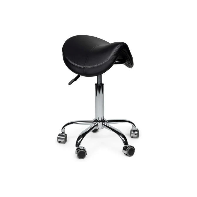 Zadelkruk Office Premium laag zonder voetring harde wielen zw
