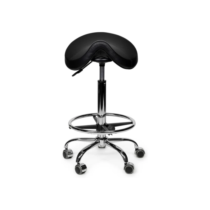 Zadelkruk Office Premium standaard met voetring harde wielen zw
