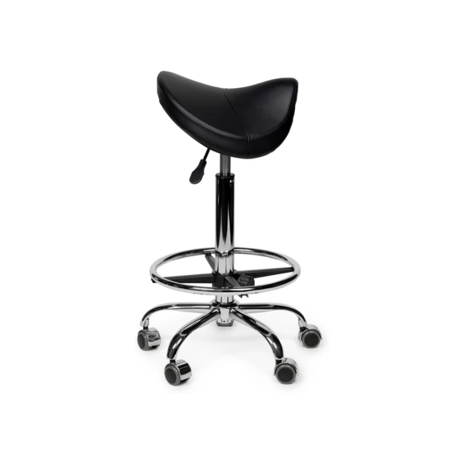 Zadelkruk Office Premium standaard met voetring harde wielen zw