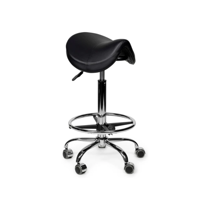 Zadelkruk Office Premium standaard met voetring harde wielen zw