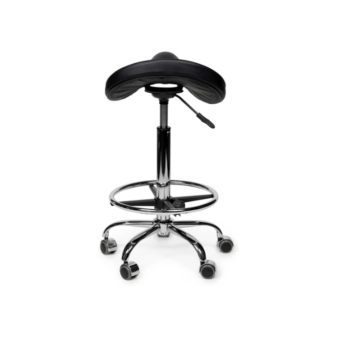 Zadelkruk Office Premium standaard met voetring harde wielen zw