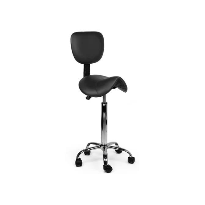 Zadelkruk Office rugleuning hoog harde wielen zw