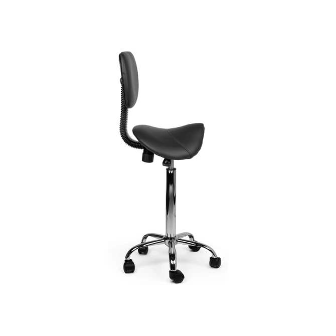 Zadelkruk Office rugleuning hoog harde wielen zw