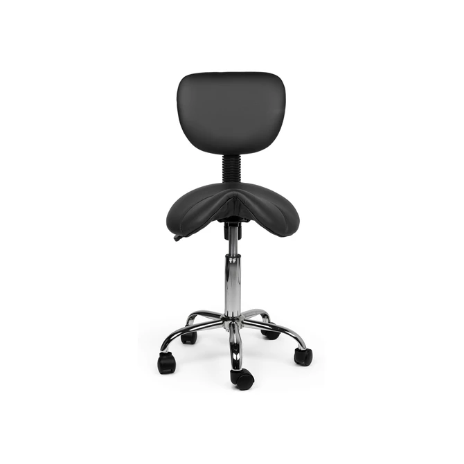 Zadelkruk Office rugleuning laag harde wielen zw