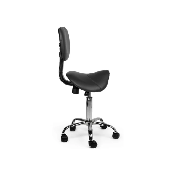 Zadelkruk Office rugleuning laag harde wielen zw