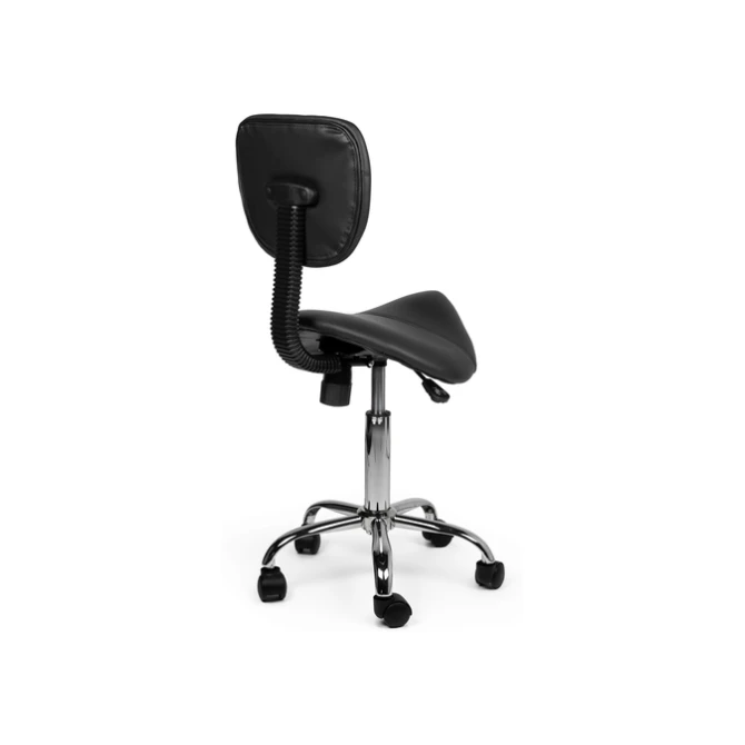 Zadelkruk Office rugleuning laag harde wielen zw