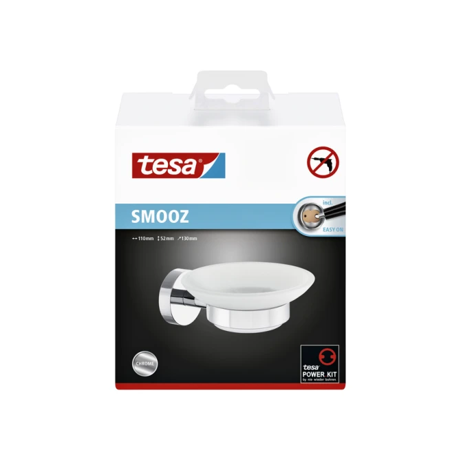 Zeephouder tesa® Smooz hoogglans verchroomd metaal zelfklevend